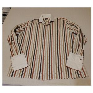 STEVEN LAND Mens Striped Dress Shirt Button Down Tall Size 17 1/2 36/37 13‎